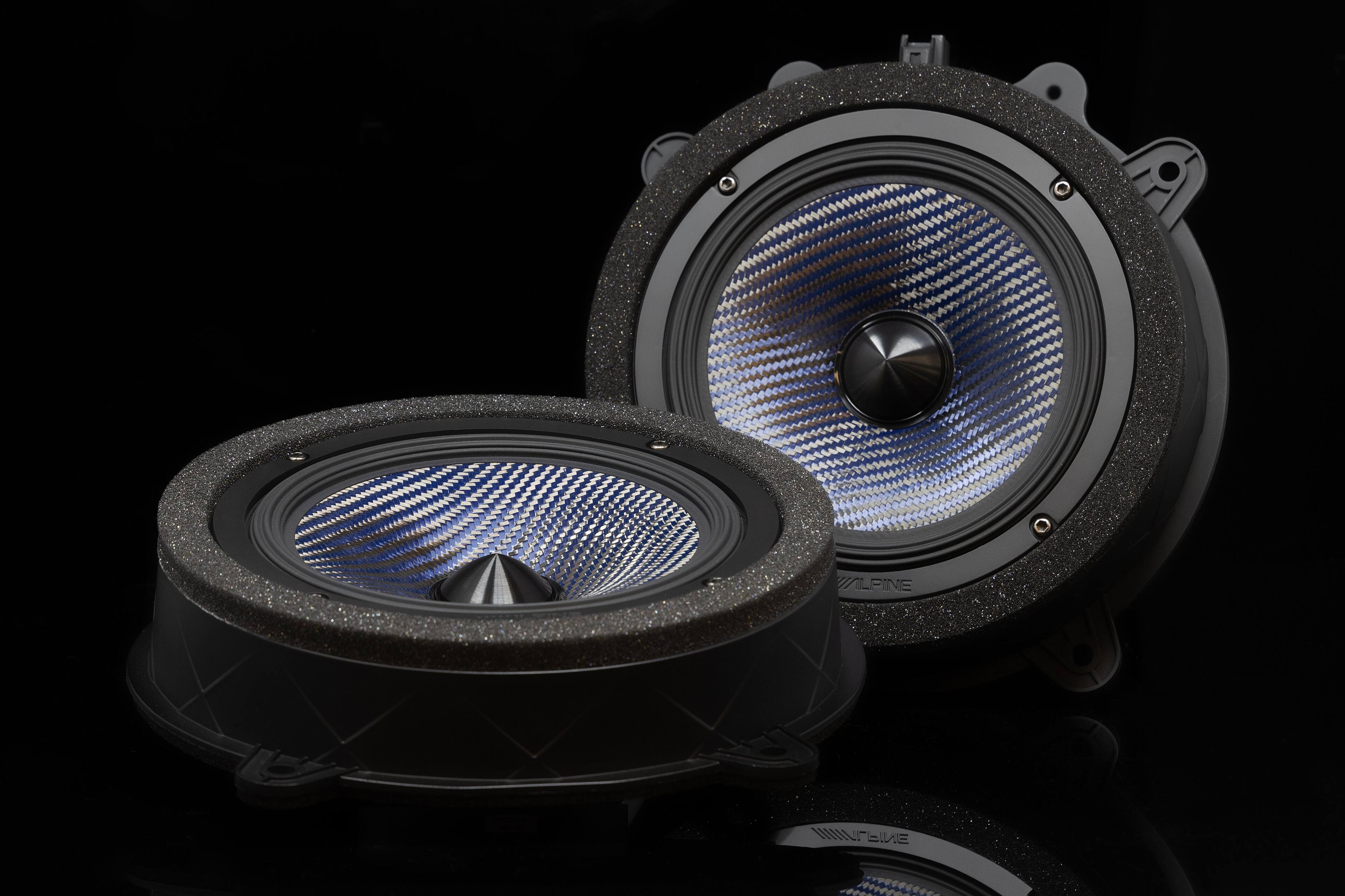 Angle. Alpine - 13-Speaker Complete Sound System Upgrade for 2018-2021 Tesla Model 3 with Factory Premium Audio - Black.