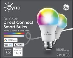 GE - Cync Direct Connect Matter Light Bulbs (2 A19 LED Color Changing Light Bulbs) - Full Color - Front_Zoom