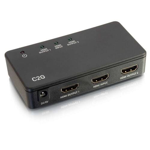 Sure, here is the corrected and grouped text from the image:

- C2G
- HDMI OUTPUT 1
- HDMI INPUT
- HDMI OUTPUT 2
- DC/5V
- HDMI OUTPUT 1
- HDMI INPUT
- HDMI OUTPUT 2