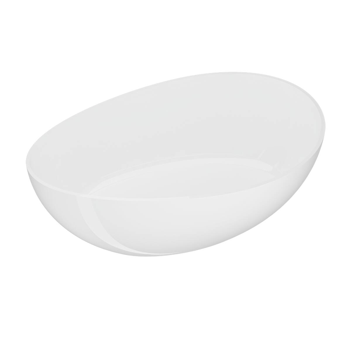 Alt View 8. Loheer - Loheer 63 in Freestanding Solid Surface Soaking Bathtub, Glossy White Stone Resin Tub with Overflow and Pop Up Drain - Glossy White.