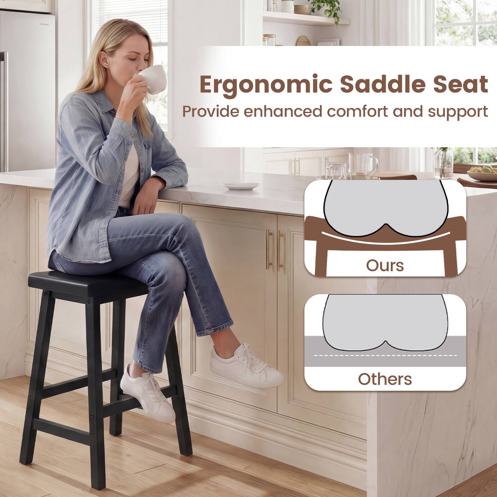 Ergonomic Saddle Seat  
Provide enhanced comfort and support  

Ours  
Others