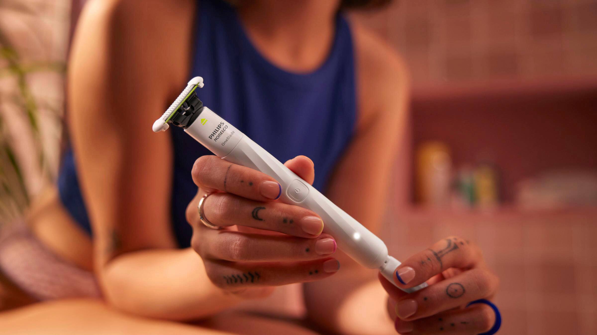 Alt View 21. Philips Norelco - Philips Norelco OneBlade Intimate Pubic Groomer - White.