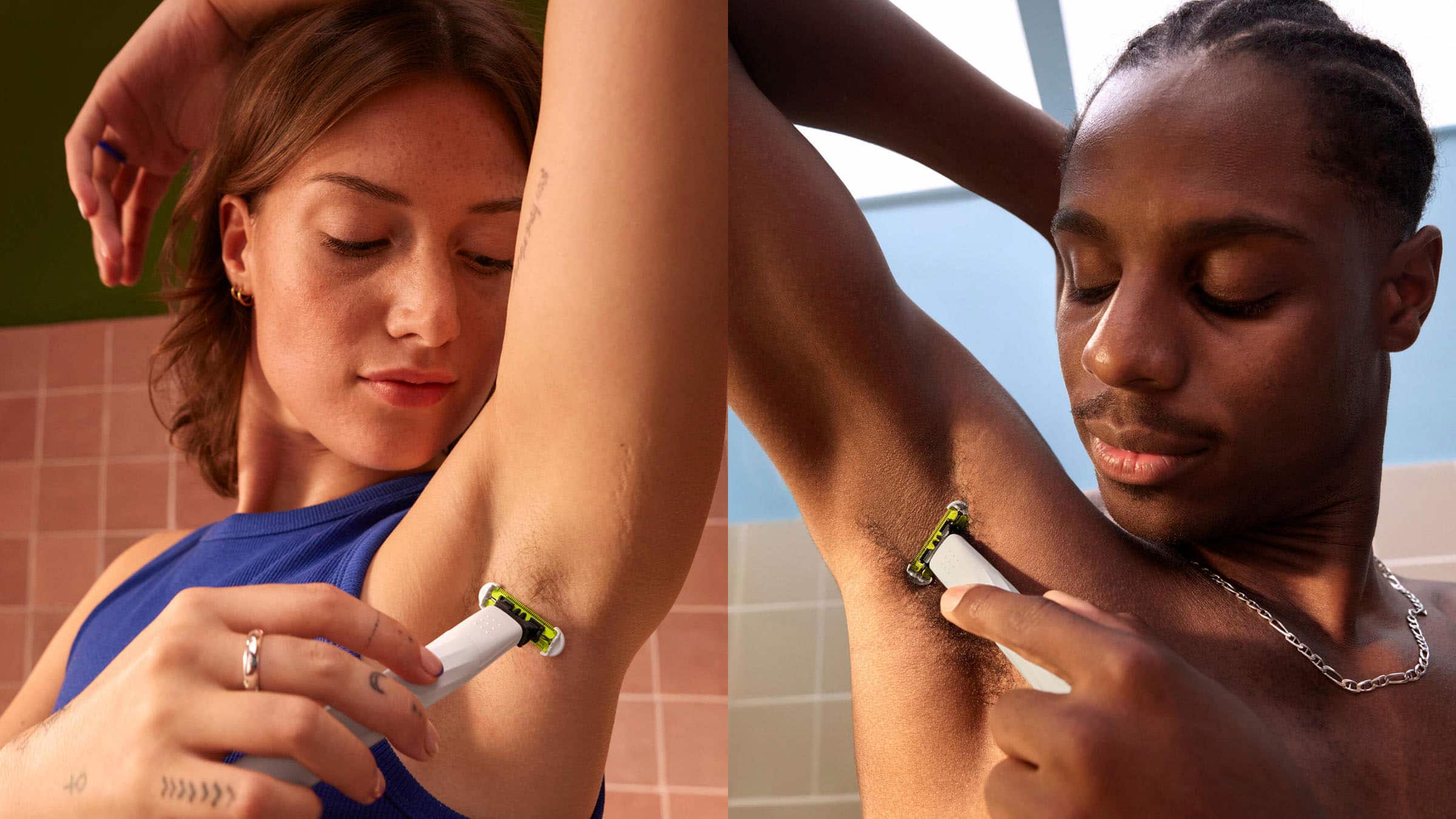 Left. Philips Norelco - Philips Norelco OneBlade Intimate Pubic Groomer - White.