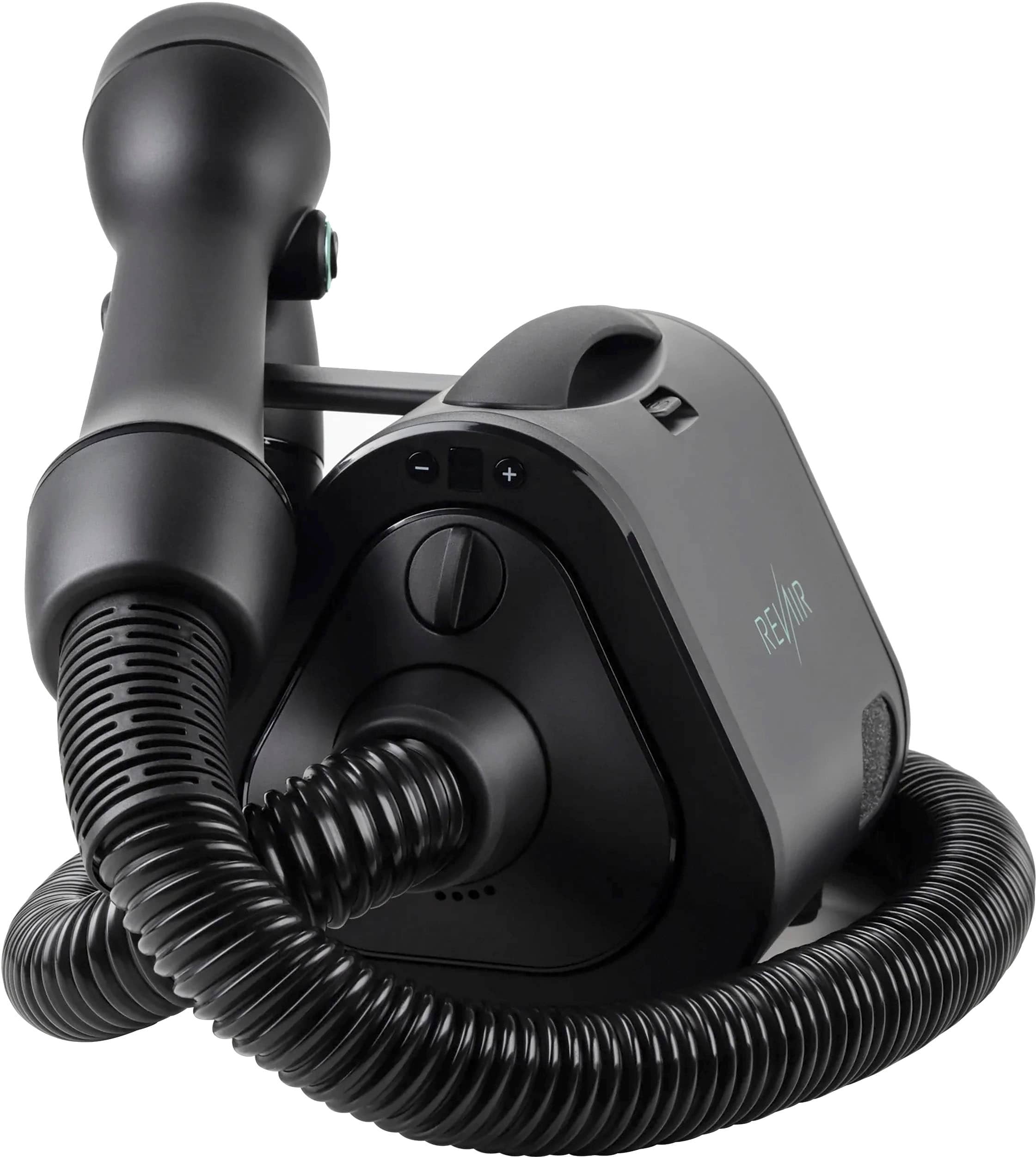 Angle. RevAir - Reverse-Air Hair Dryer with Hair Clips - Black.