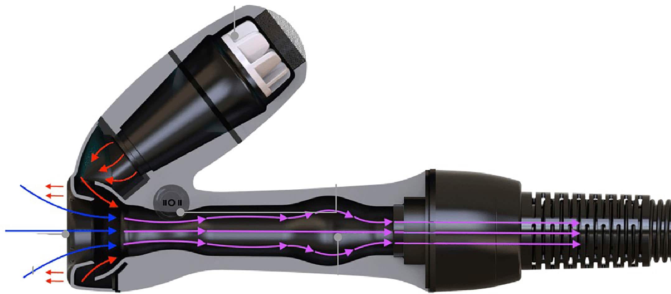 Alt View 17. RevAir - Reverse-Air Hair Dryer with Hair Clips - Black.