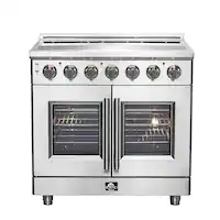 Forno Appliances - Massimo 5.36 Cu. Ft. Freestanding Electric Range with French Doors - Stainless Steel - Front_Zoom