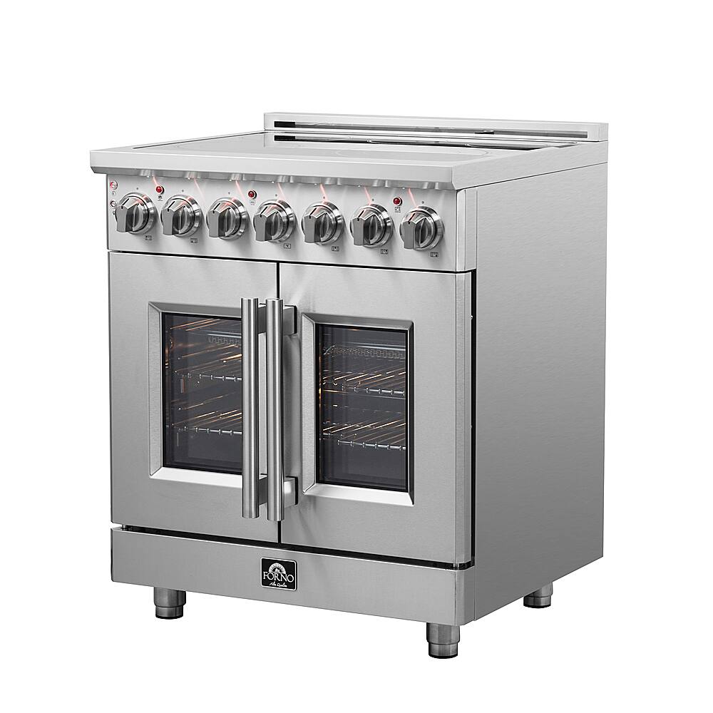 Angle. Forno Appliances - Massimo 4.32 Cu. Ft. Freestanding Electric Range with French Doors - Stainless steel.