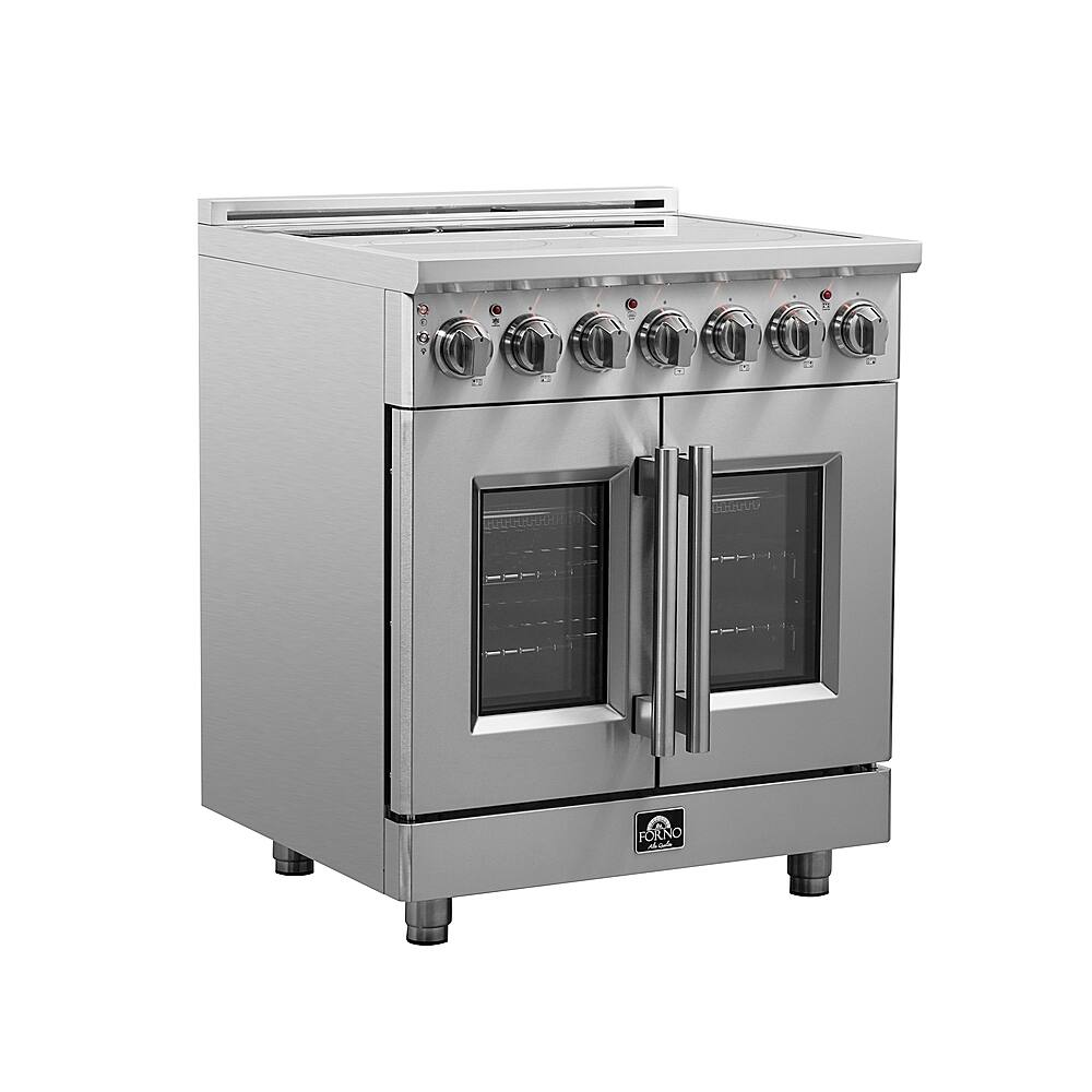 Left. Forno Appliances - Massimo 4.32 Cu. Ft. Freestanding Electric Range with French Doors - Stainless steel.