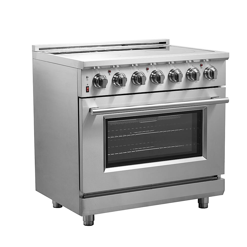 Angle. Forno Appliances - Massimo 5.36 Cu. Ft. Freestanding Electric Range with Steam Cleaning and Chef Door - Stainless steel.