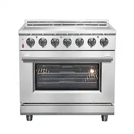 Forno Appliances - Massimo 5.36 Cu. Ft. Freestanding Electric Range with Steam Cleaning and Chef Door - Stainless Steel