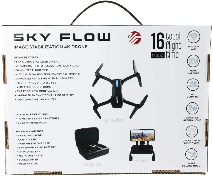 Alt View 20. Vivitar - Sky Hawk 4K Drone with Built-in Wifi - Black.