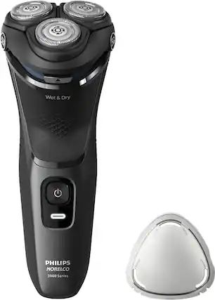 Angle. Philips Norelco - Philips Norelco Series 3000 Rechargeable Wet/Dry Electric Shaver - Black.