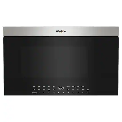 Front. Whirlpool - 1.1 Cu. Ft. Over the Range Microwave with Flush Built-In Design - Stainless steel.