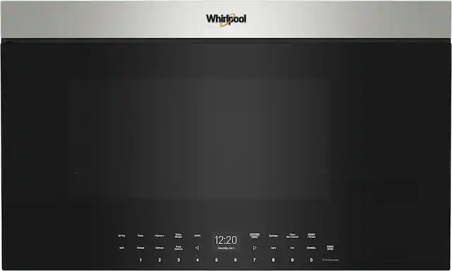 Front. Whirlpool - 1.1 Cu. Ft. Over the Range Microwave with Flush Built-In Design - Stainless steel.