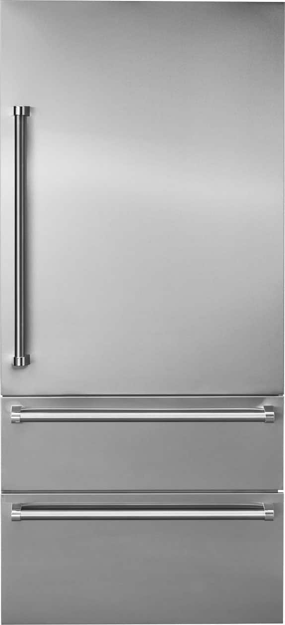 Front. Viking - 7-Series Built-in Referigerator Door Panel Kit-Right Hinge-Includes Professional handle - Stainless Steel.