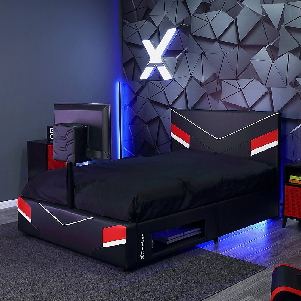 Best Buy X Rocker Orion eSports FullSized Gaming Bed Frame Black/Red