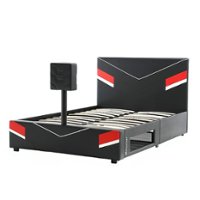 X Rocker - Orion eSports Full-Sized Gaming Bed Frame - Black/Red - Front_Zoom