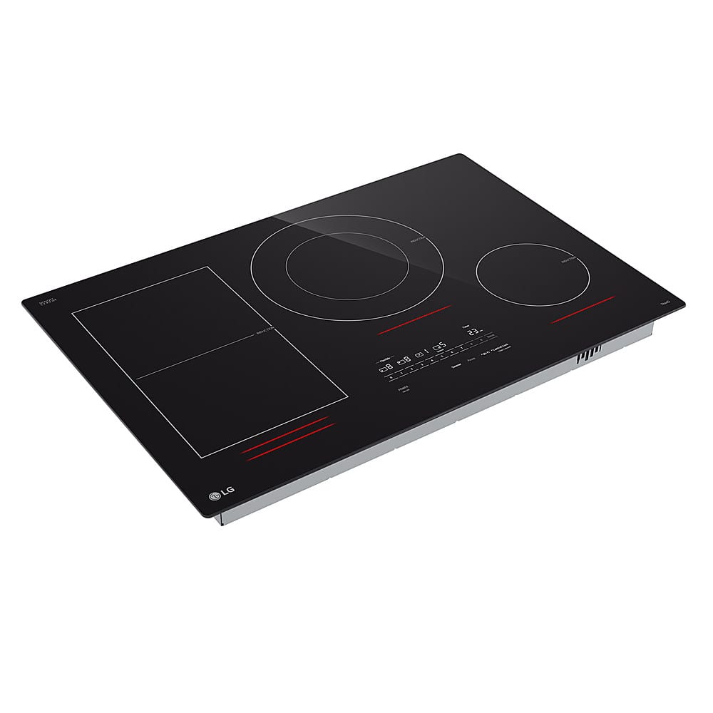 Angle. LG - 30" Built-In Electric Induction Smart Cooktop with 4 Elements and UltraHeat 5.0kW Element - Black Ceramic.