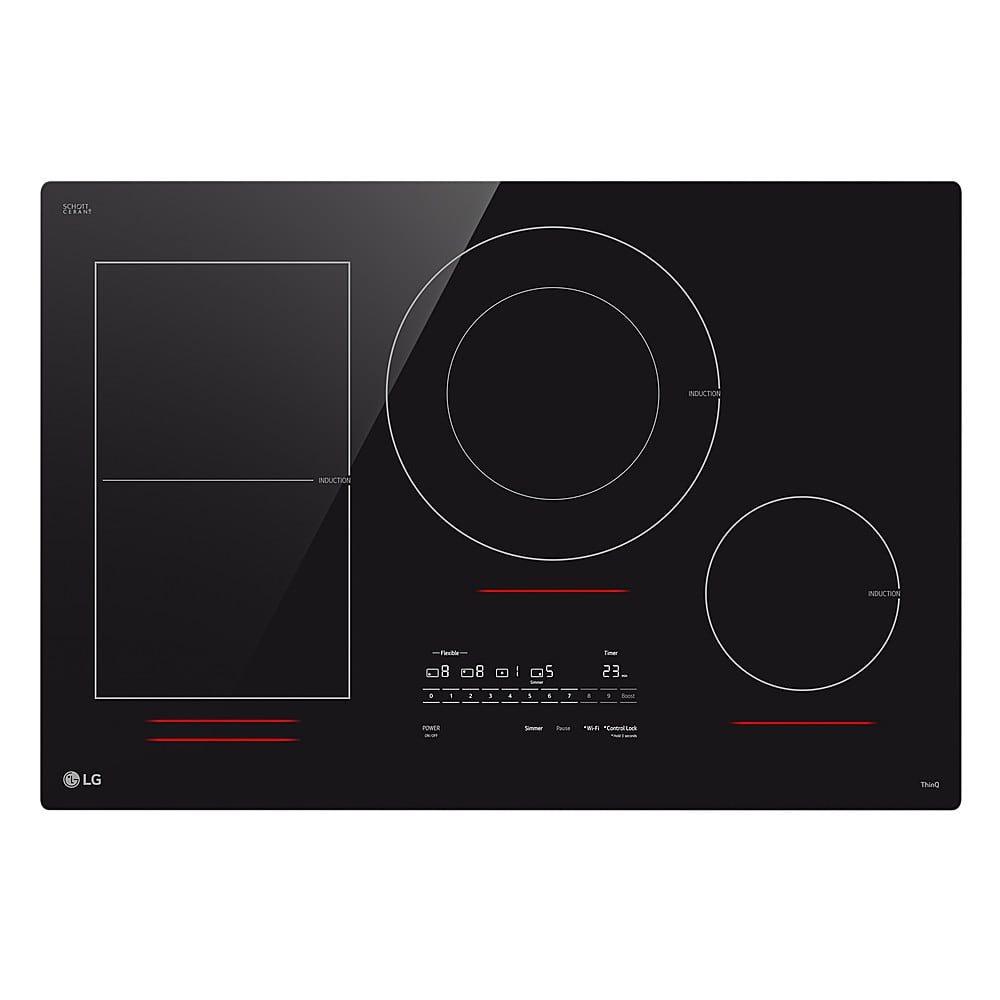 Front. LG - 30" Built-In Electric Induction Smart Cooktop with 4 Elements and UltraHeat 5.0kW Element - Black Ceramic.