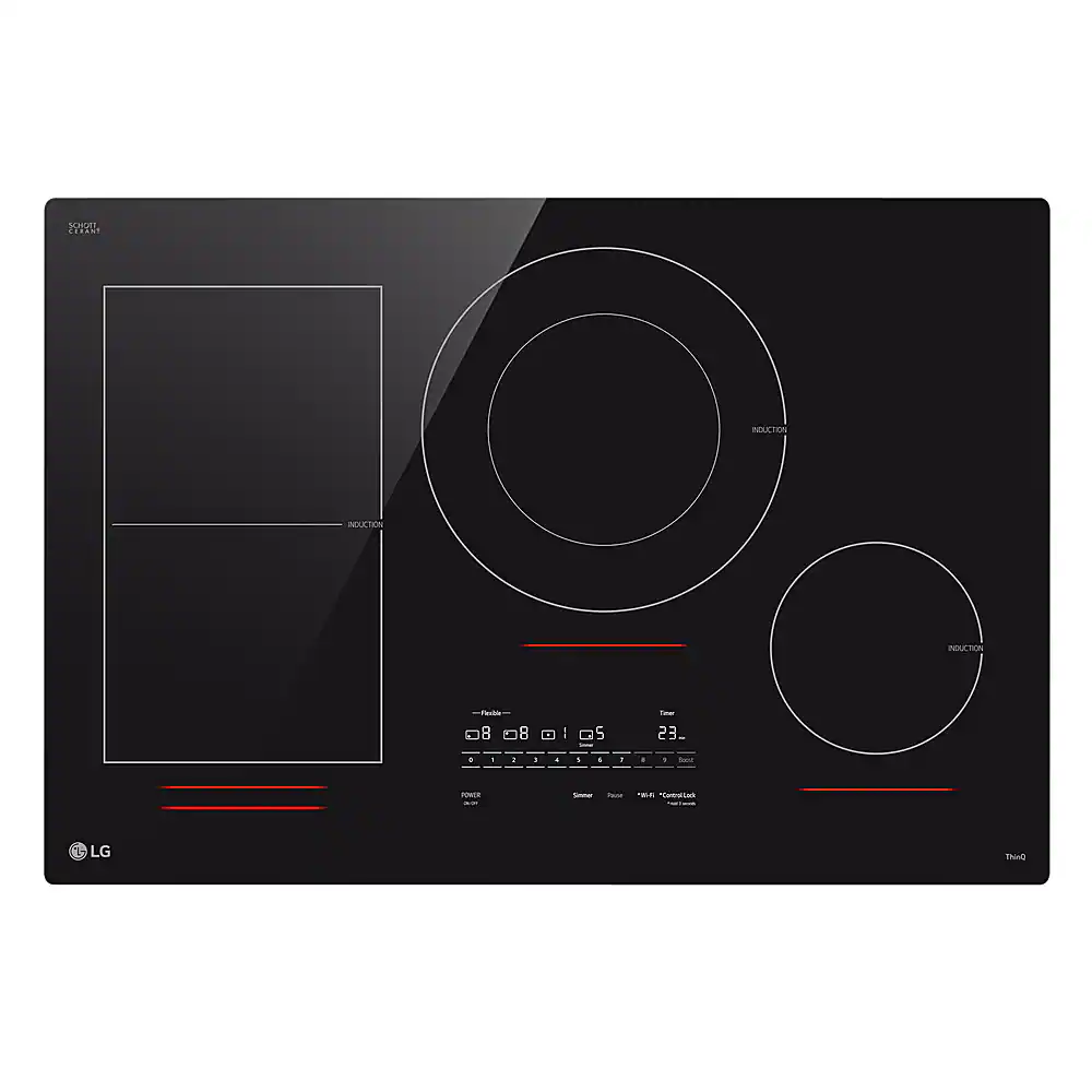 LG - 30" Built-In Electric Induction Smart Cooktop with 4 Elements and UltraHeat 5.0kW Element - Black Ceramic