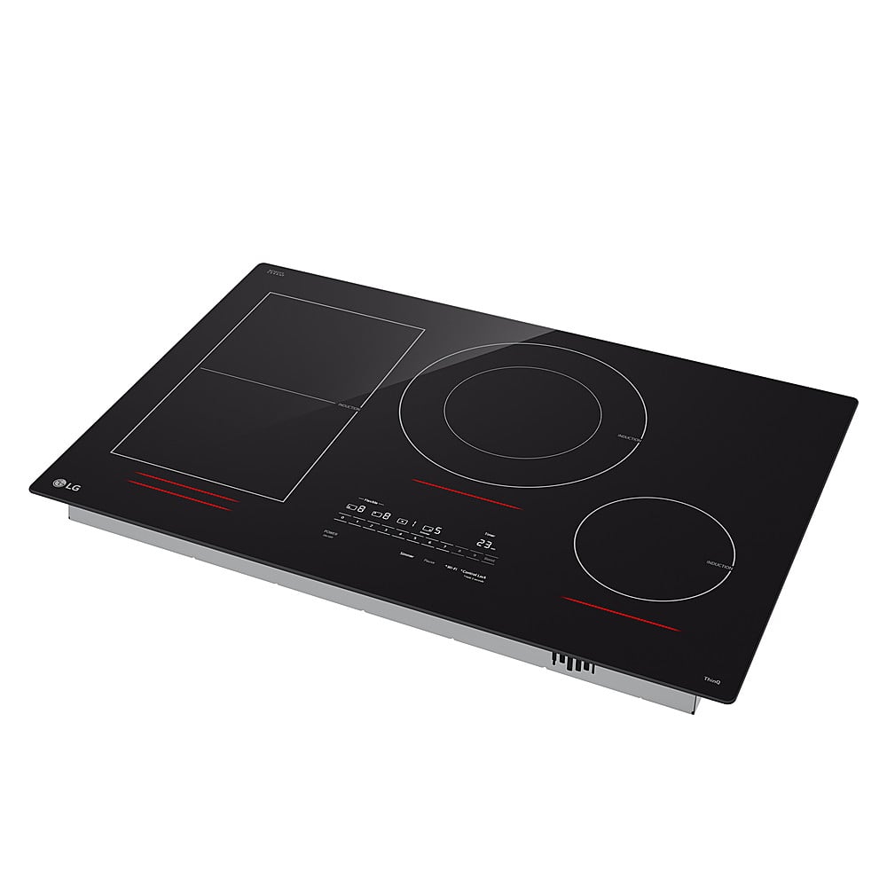 Left. LG - 30" Built-In Electric Induction Cooktop with 4 Elements and UltraHeat 5.0kW Element - Black Ceramic.