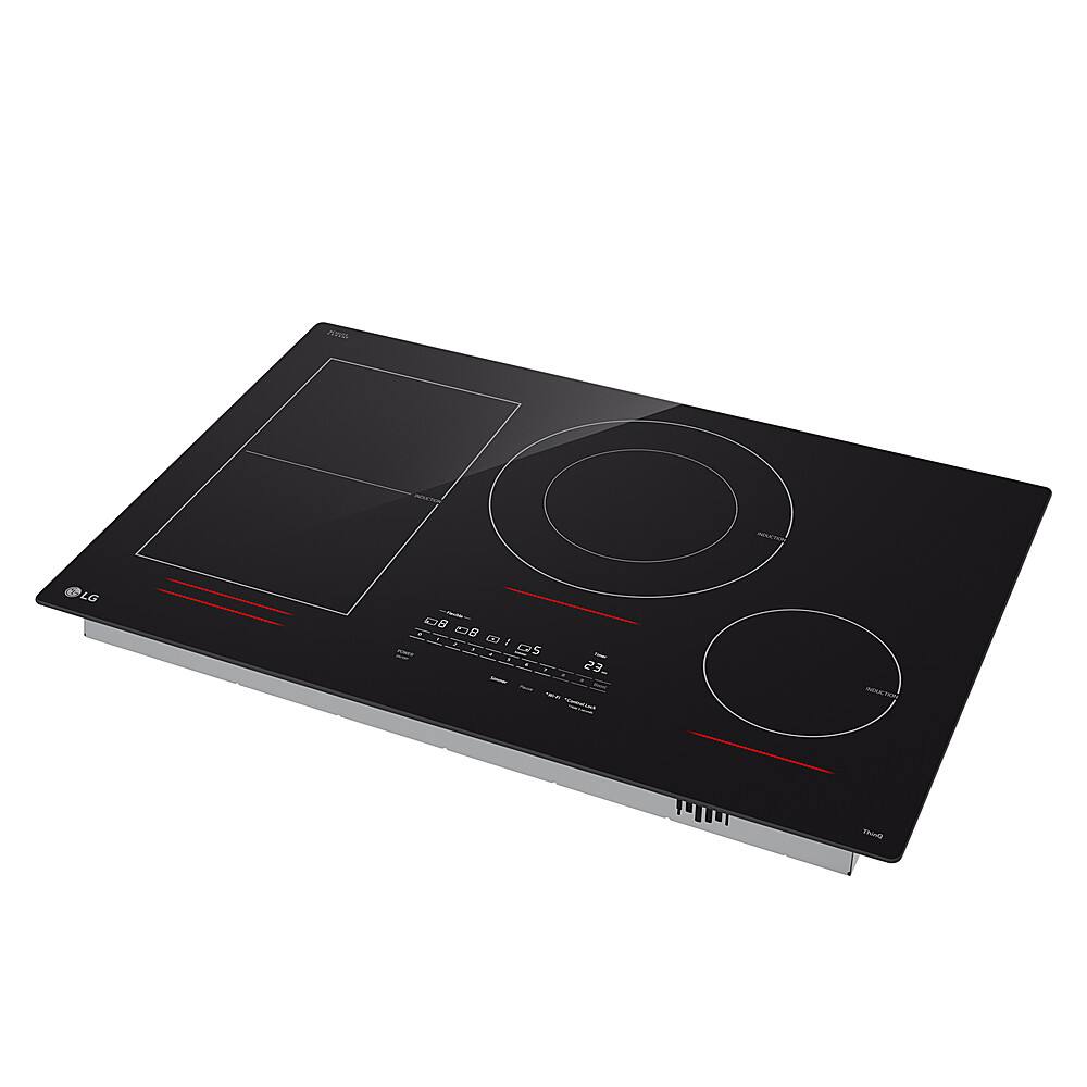 Left. LG - 30" Built-In Electric Induction Cooktop with 4 Elements and UltraHeat 5.0kW Element - Black Ceramic.