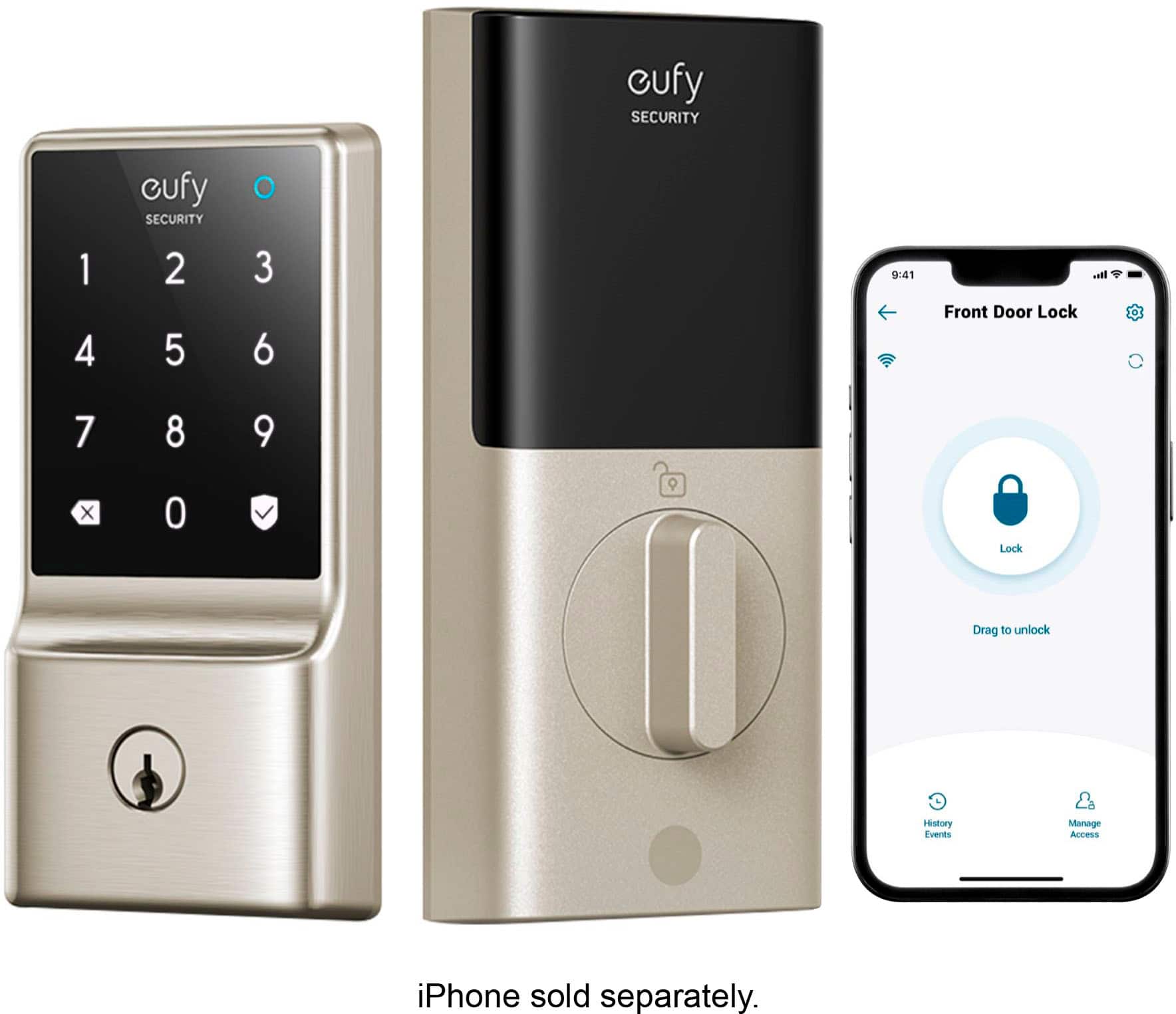 Alt View 13. eufy Security - Smart Lock C210 WiFi Replacement Deadbolt with eufy App|Keypad|Biometric Access - White.