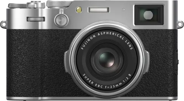 Front. Fujifilm - X-Series X100VI 40.2MP Digital Camera - Silver.