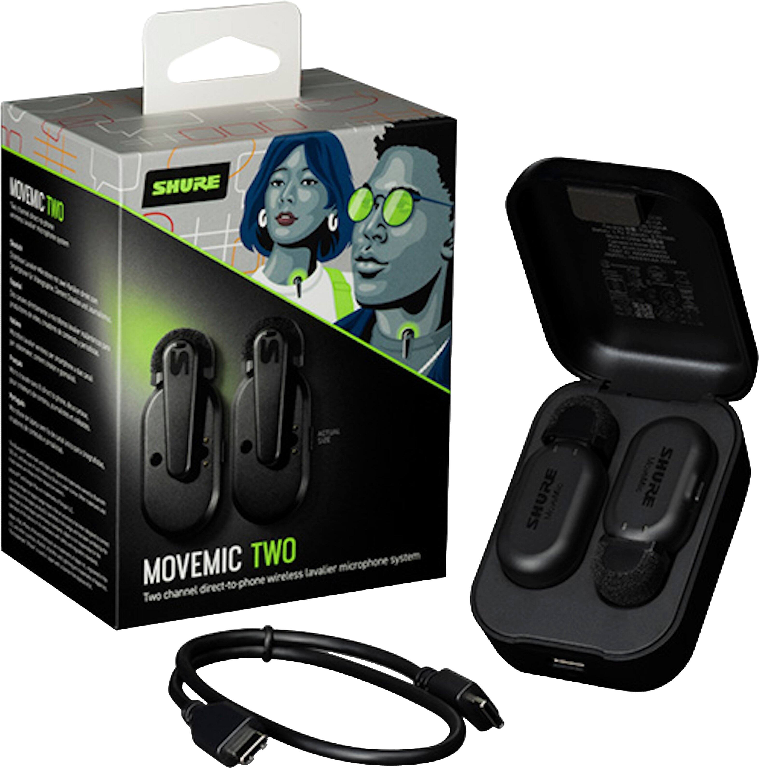 Alt View 11. Shure - MoveMic Two Wireless Lavs to Phone, Charge Case - Black.