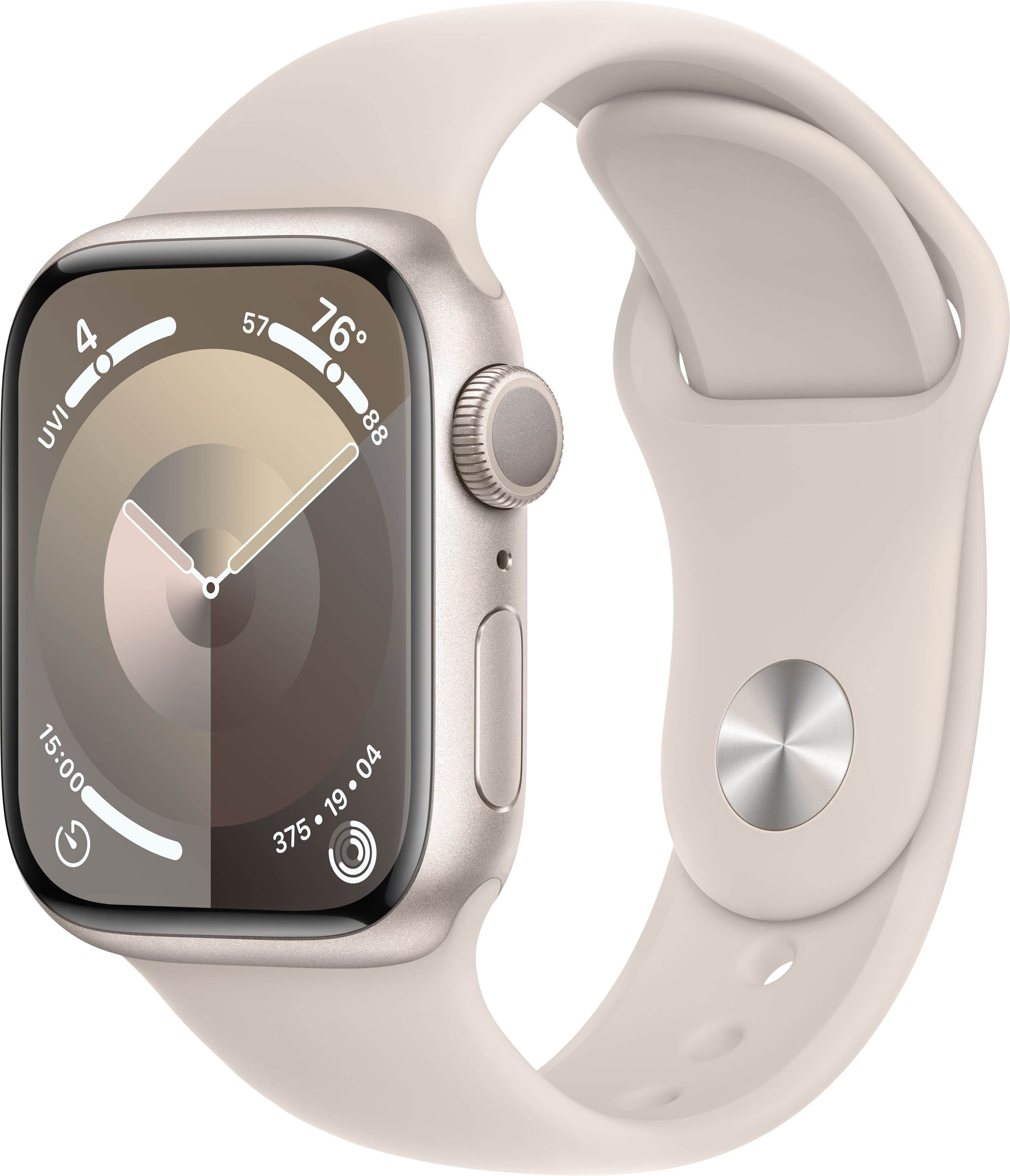 Apple Watch Series 9 GPS 41mm Aluminum Case with Starlight Sport Band  (Small/Medium) - Starlight