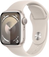 Apple Watch Series 9 GPS 41mm Aluminum Case with Starlight Sport Band  (Medium/Large) - Starlight - Front_Zoom
