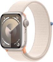 Apple Watch Series 9 GPS 41mm Aluminum Case with Starlight Sport Loop - Starlight - Front_Zoom