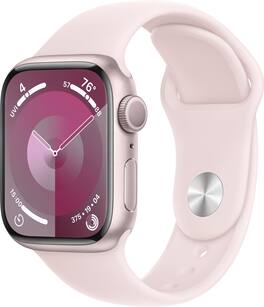 Apple Geek Squad Certified Refurbished Watch Series 9 GPS 41mm Aluminum Case with Light Pink Sport Band (Medium/Large) - Pink - (2023)
