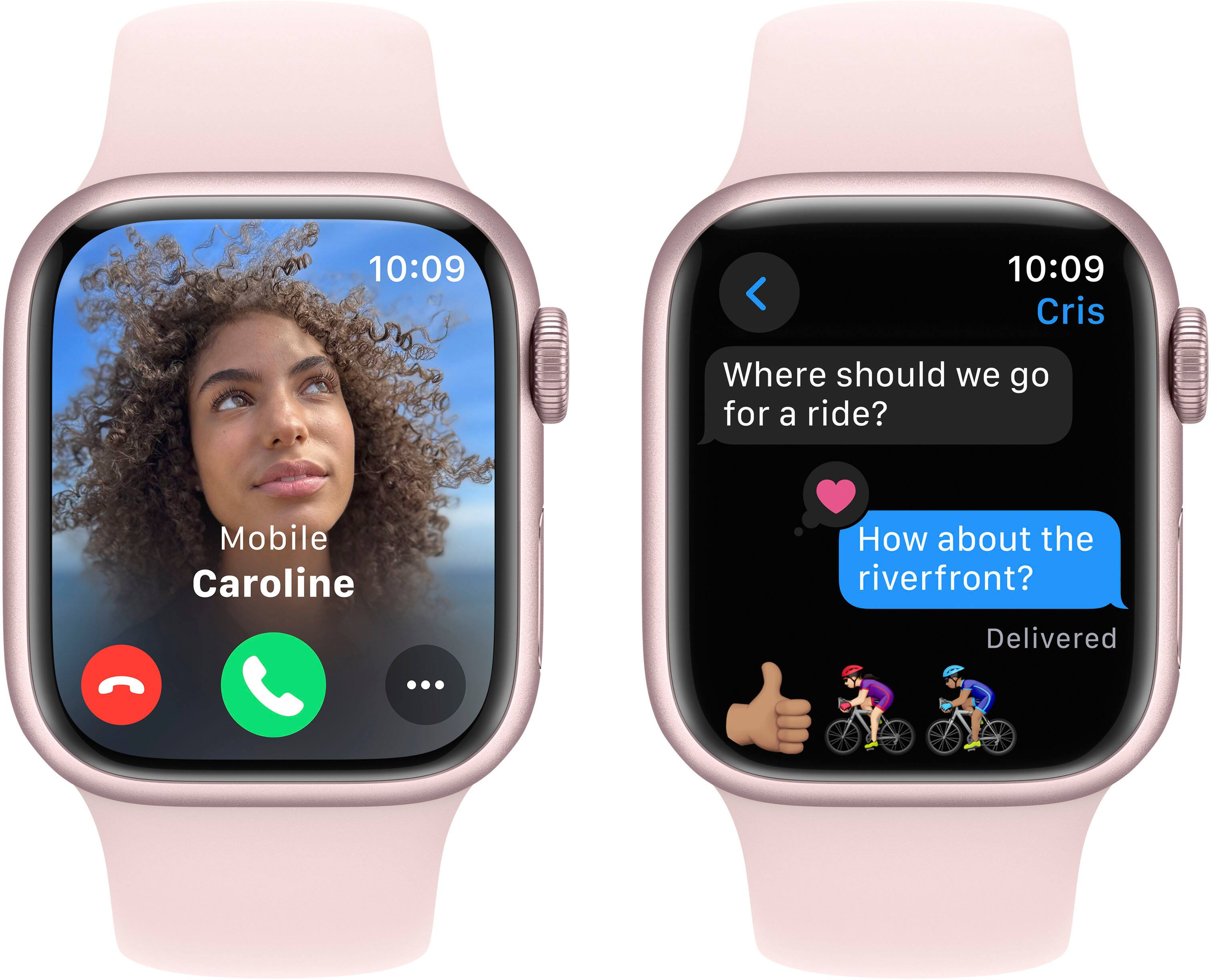 Alt View 4. Apple - Apple Watch Series 9 GPS 41mm Aluminum Case with Light Pink Sport Band  (Medium/Large) - Pink.