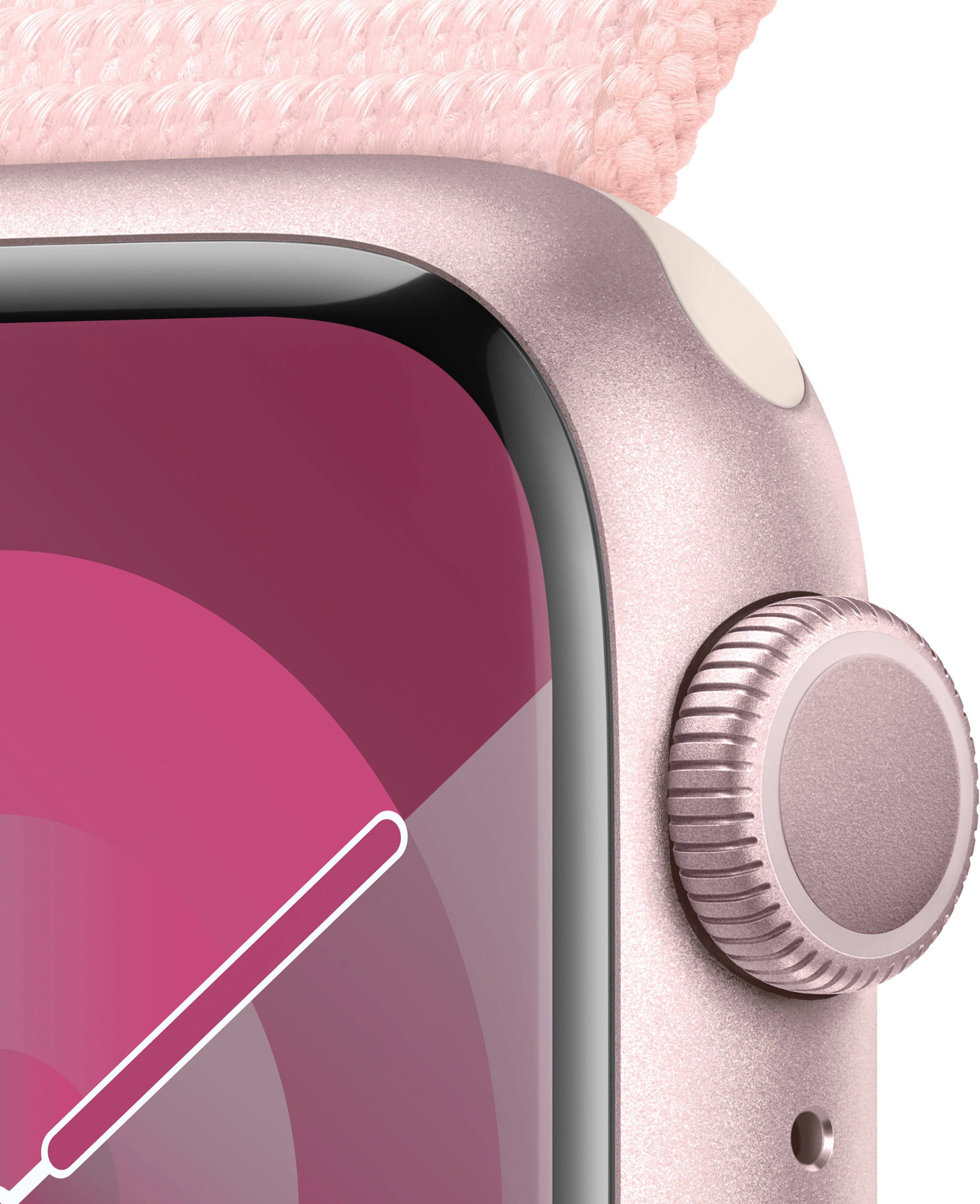 Alt View 1. Apple - Apple Geek Squad Certified Refurbished Watch Series 9 GPS 41mm Aluminum Case with Light Pink Sport Loop - Pink.