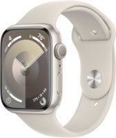 Apple Watch Series 9 GPS 45mm Aluminum Case with Starlight Sport Band  (Medium/Large) - Starlight - Front_Zoom