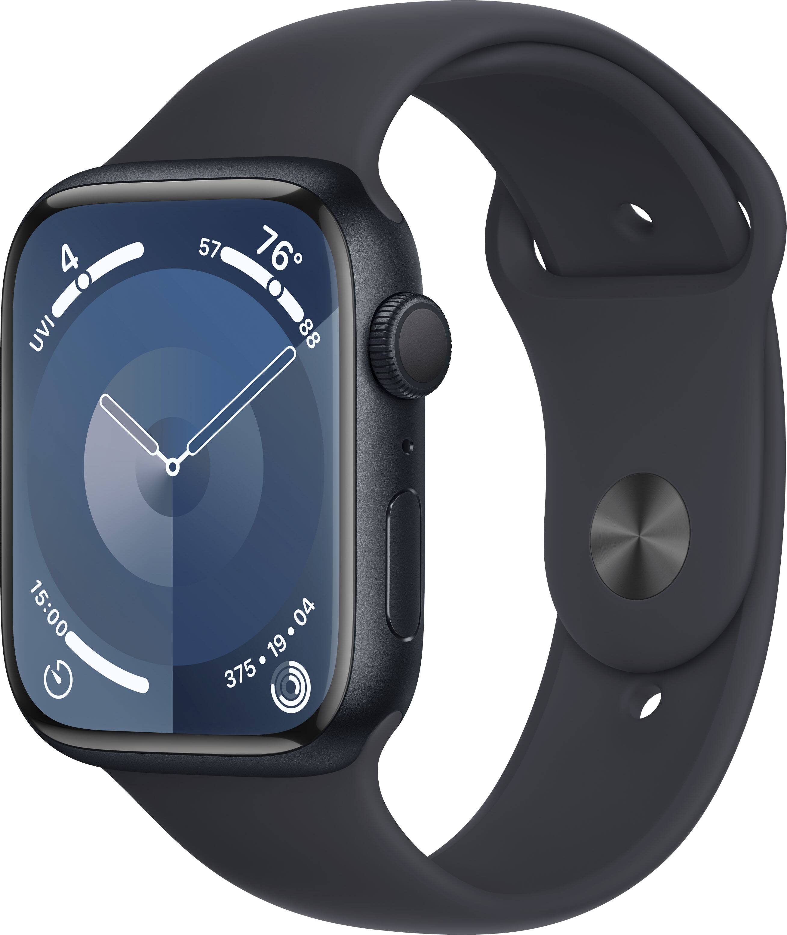 Apple Geek Squad Certified Refurbished Watch Series 9 GPS 45mm Aluminum Case with Midnight Sport Band (Small/Medium) - Midnight - (2023)