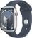 Front. Apple - Apple Watch Series 9 GPS 45mm Aluminum Case with Storm Blue Sport Band (Medium/Large) - Silver.