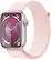 Front. Apple - Apple Watch Series 9 GPS 45mm Aluminum Case with Light Pink Sport Loop - Pink.