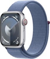 Apple Watch Series 9 GPS + Cellular 41mm Aluminum Case with Winter Blue Sport Loop - Silver - Front_Zoom