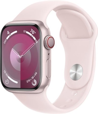 Apple Watch Series 9 GPS + Cellular 41mm Aluminum Case with Light Pink Sport Band  (Small/Medium) - Pink