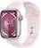 Front. Apple - Apple Watch Series 9 GPS + Cellular 41mm Aluminum Case with Light Pink Sport Band (Small/Medium) - Pink.