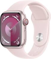 Refurbished Apple Watch Series 9 GPS + Cellular 41mm Aluminum Case with Light Pink Sport Band (Medium/Large) - Pink - (2023) - Front_Zoom