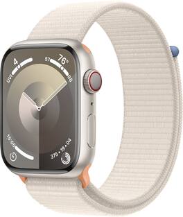 Apple Geek Squad Certified Refurbished Watch Series 9 GPS + Cellular 45mm Aluminum Case with Starlight Sport Loop - Starlight - (2023)
