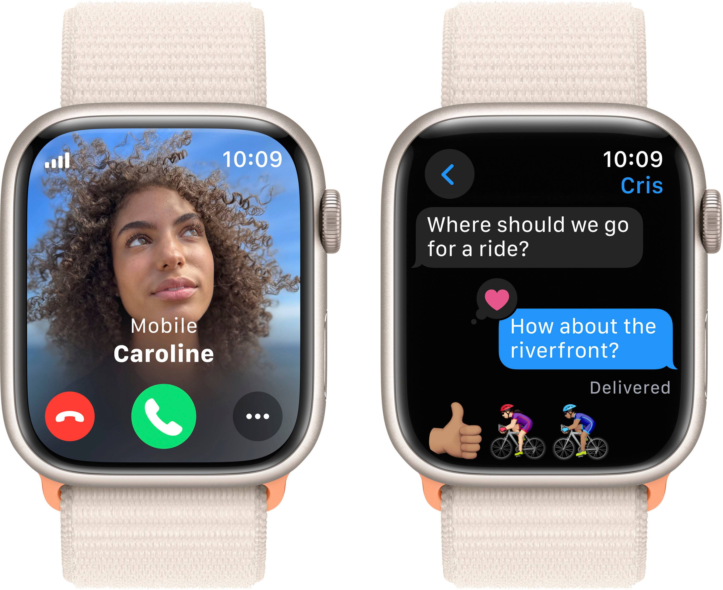 Alt View 4. Apple - Apple Watch Series 9 GPS + Cellular 45mm Aluminum Case with Starlight Sport Loop - Starlight.