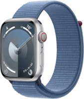 Apple Watch Series 9 GPS + Cellular 45mm Aluminum Case with Winter Blue Sport Loop - Silver - Front_Zoom