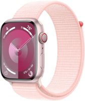 Apple Watch Series 9 GPS + Cellular 45mm Aluminum Case with Light Pink Sport Loop - Pink - Front_Zoom