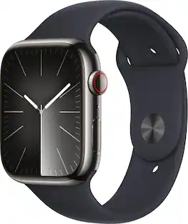 Refurbished Apple Watch Series 9 GPS + Cellular 45mm Stainless Steel Case with Midnight Sport Band (Medium/Large) - Graphite - (2023)