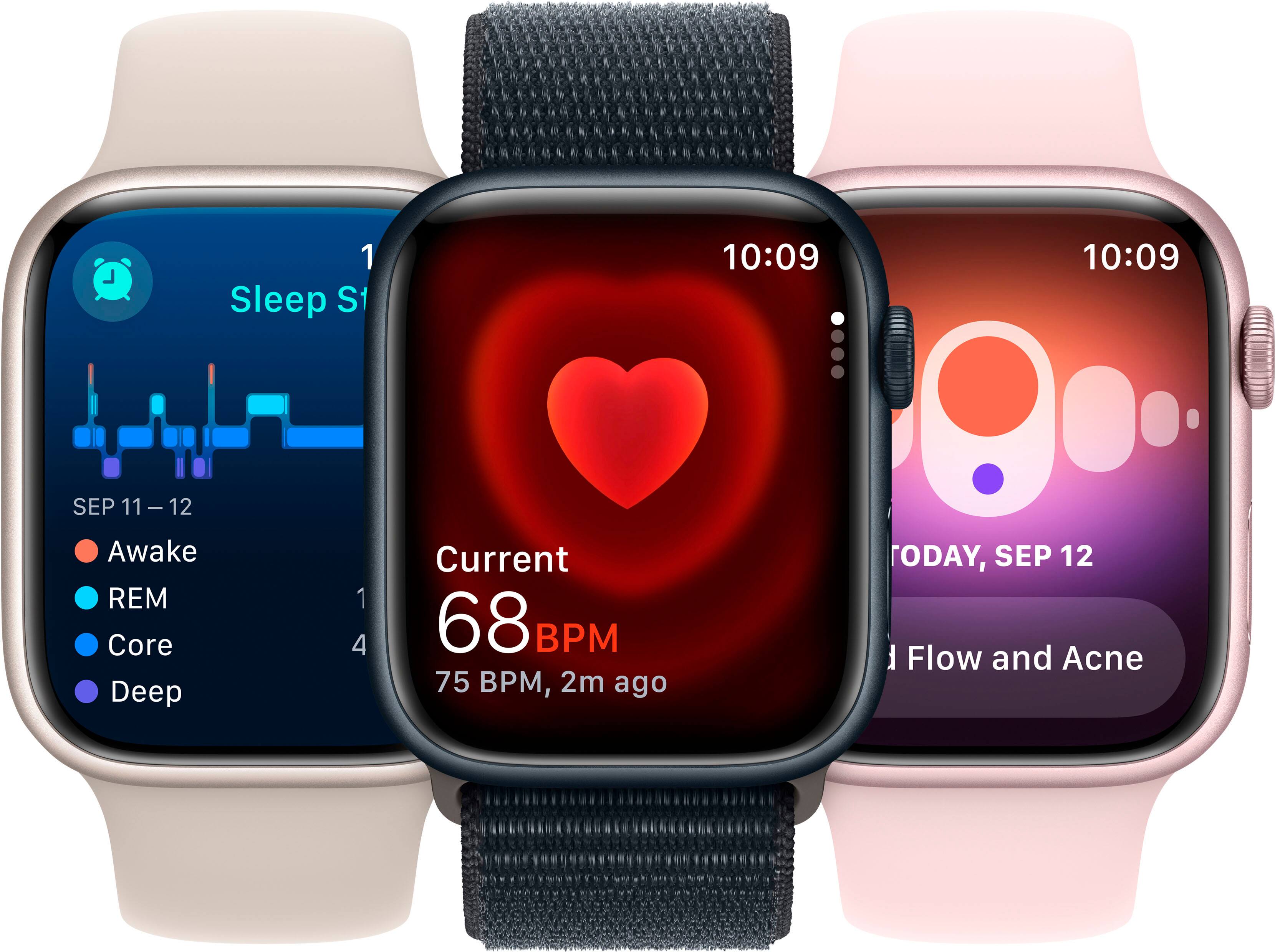 Alt View 5. Apple - Apple Watch Series 9 GPS + Cellular 45mm Aluminum Case with (PRODUCT)RED Sport Band  (Medium/Large) - (PRODUCT)RED.