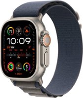 Apple Watch Ultra 2 GPS + Cellular 49mm Titanium Case with Blue Alpine Loop  (Medium) - Titanium - Front_Zoom